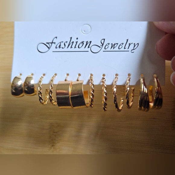 Gold Hoop Earrings Set - Picture 2 of 2